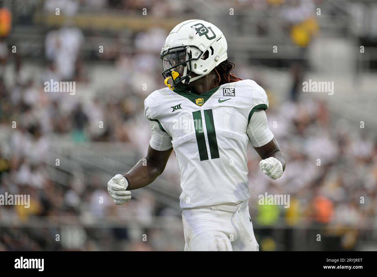 Baylor wide receiver Ketron Jackson Jr. (11) sets up for a play during