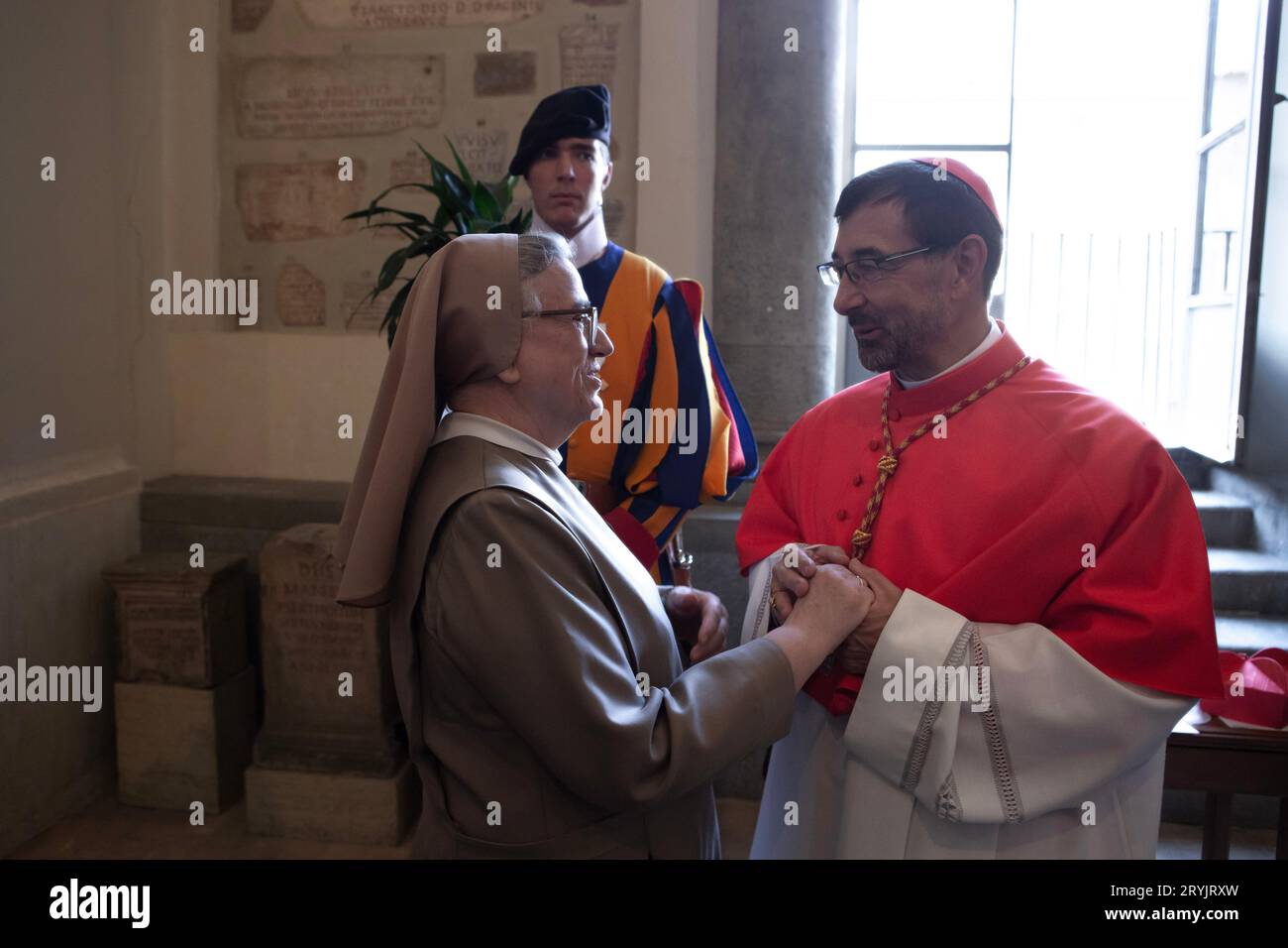 Vatican City, Vatican, 30 September 2023. Newly elected Cardinal Josè Cobo Cano during the courtesy visits in the Apostilic palace. Pope Francis elevates 21 new cardinals during the Ordinary Public Consistory in St. Peter's Square at the vatican. Maria Grazia Picciarella/Alamy Live News Stock Photo
