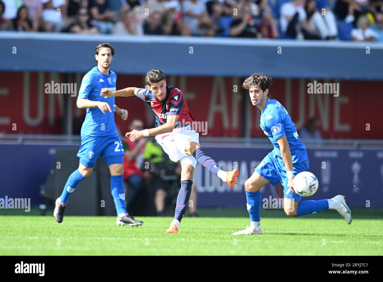 Oussama El Azzouzi (Bologna) Stiven Shpendi (Empoli) during the Italian
