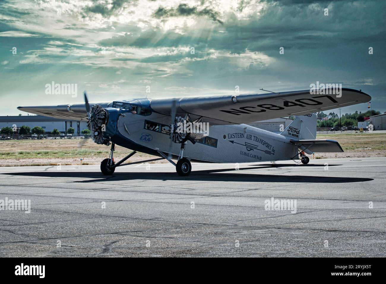 1929 Ford Tri Motor "Tin Goose" at Tucson International Airport Stock