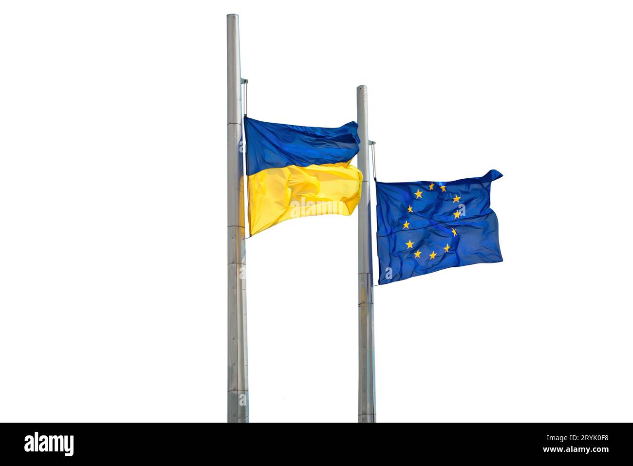Flags of Ukraine and Europe Stock Photo