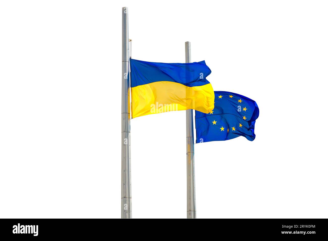 Flags of Europe and Ukraine Stock Photo