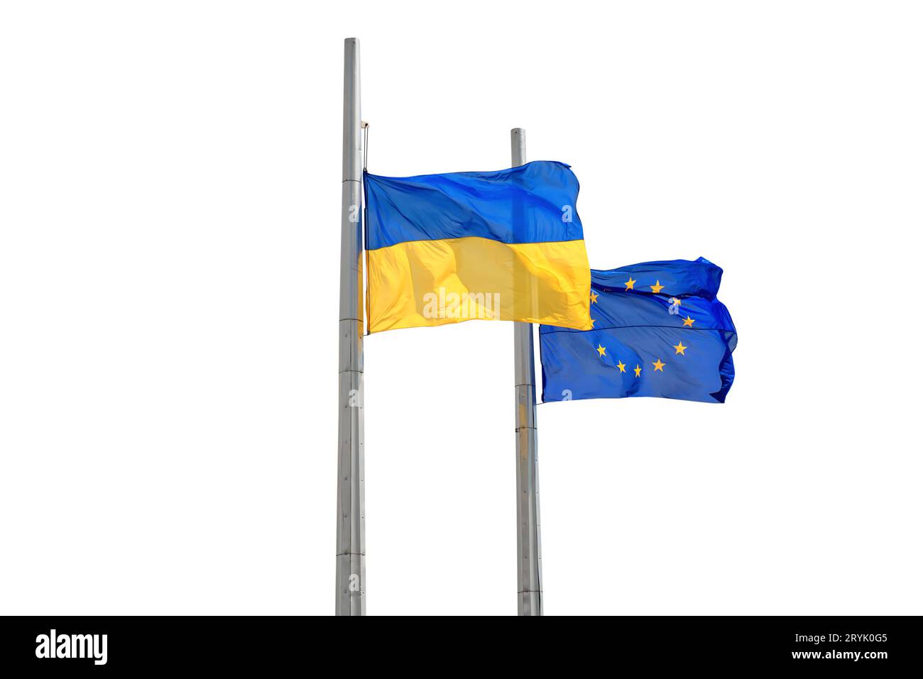 Flags of Europe and Ukraine Stock Photo