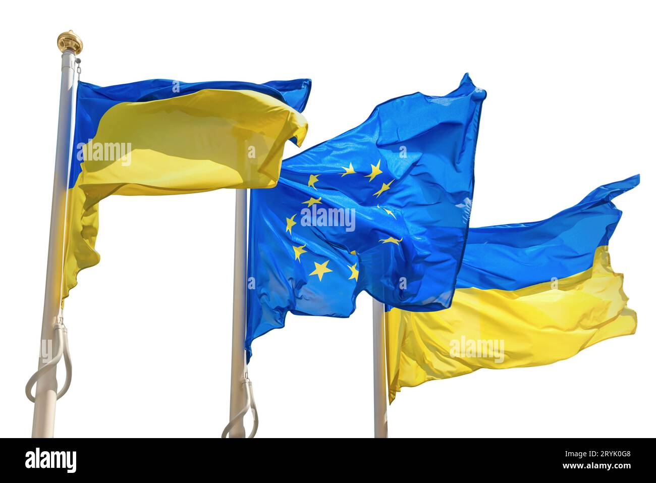 Ukraine and European Union flags Stock Photo