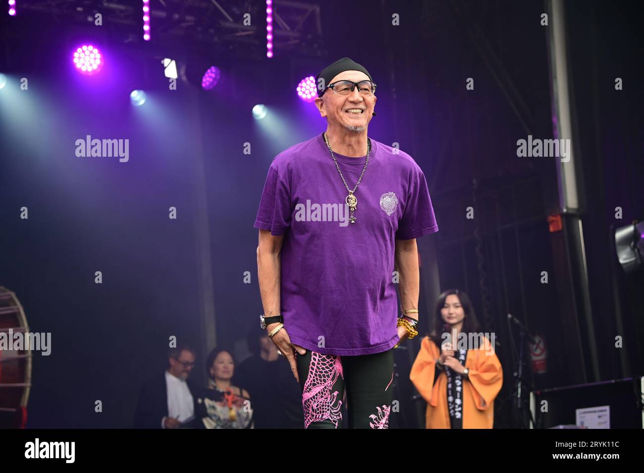 London, UK. 1st Oct, 2023. Duke Saraie's “Pinshan Energetic Gymnastics” performs at the Japan Matsuri Festival is back in Trafalgar Square, London, UK, for Japanese culture, dances, performances, foods, and drinks. Credit: See Li/Picture Capital/Alamy Live News Stock Photo