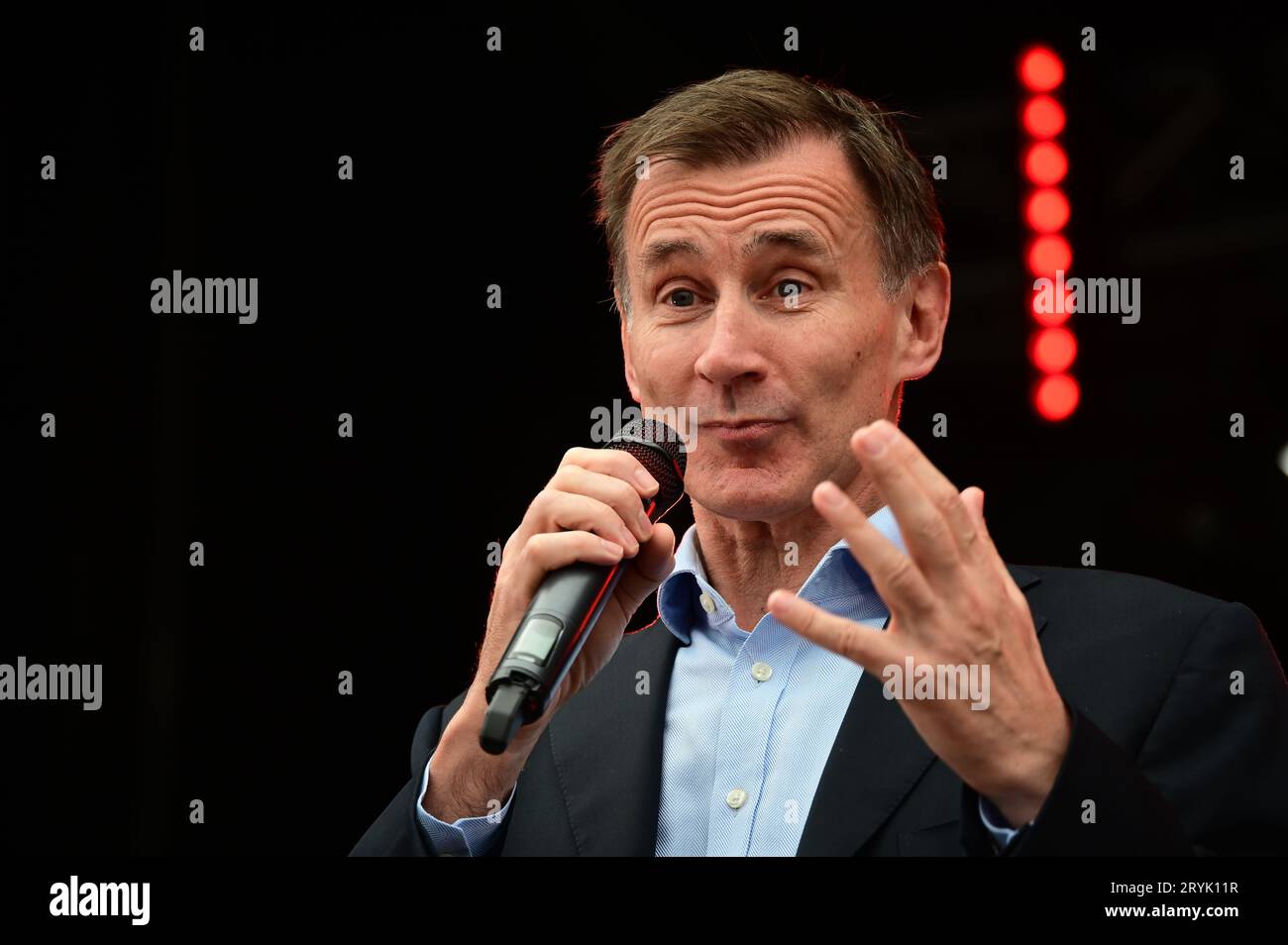 London, UK. 1st Oct, 2023. Speaker Jeremy Hunt MP at the Japan Matsuri Festival is back in Trafalgar Square, London, UK, for Japanese culture, dances, performances, foods, and drinks. Credit: See Li/Picture Capital/Alamy Live News Stock Photo