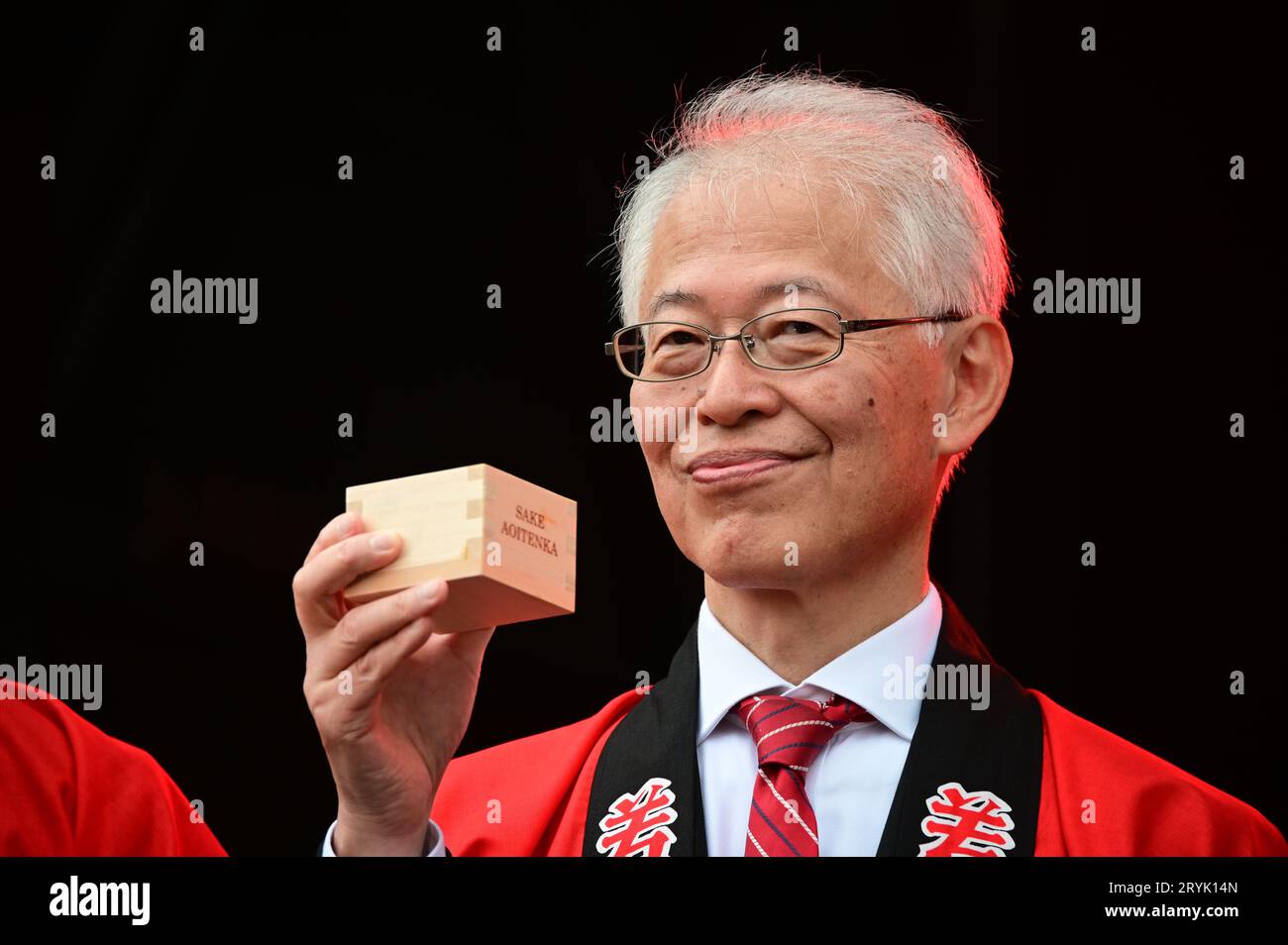 London, UK. 1st Oct, 2023. Speaker H.E. Mr Hajime Hayashi is a The Ambassador of Japan at the Japan Matsuri Festival is back in Trafalgar Square, London, UK, for Japanese culture, dances, performances, foods, and drinks. Credit: See Li/Picture Capital/Alamy Live News Stock Photo