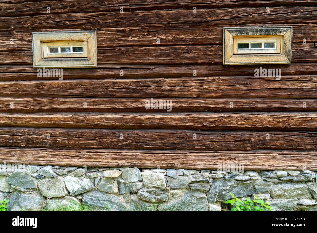 Farmhouses and barns in the open-air museum Dokka, Norway Stock Photo