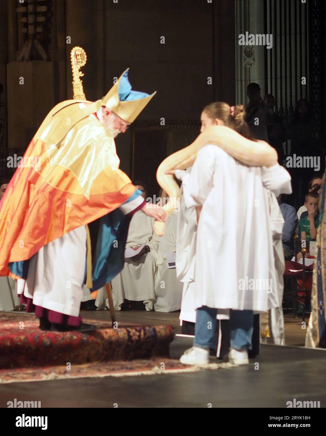 New York, NY, USA. 1st Oct, 2023. An python gets blessed by the Bishop ...