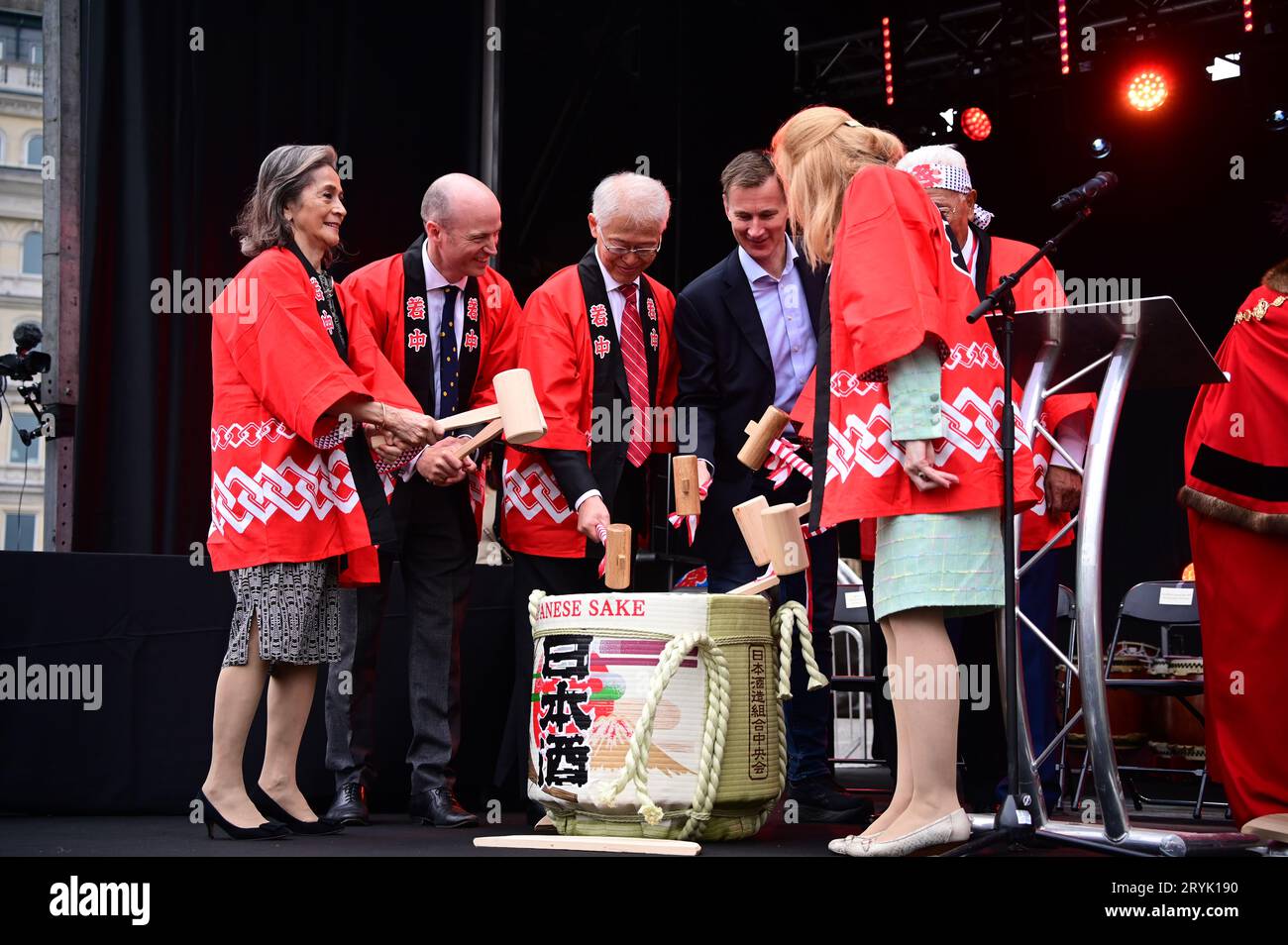 London, UK. 1st Oct, 2023. Opening Ceremony at the Japan Matsuri Festival is back in Trafalgar Square, London, UK, for Japanese culture, dances, performances, foods, and drinks. Credit: See Li/Picture Capital/Alamy Live News Stock Photo