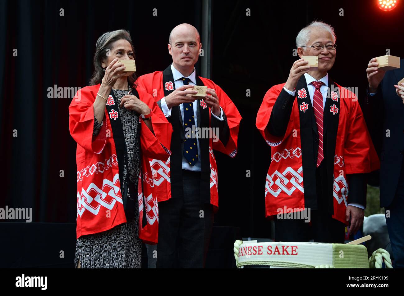 London, UK. 1st Oct, 2023. Opening Ceremony at the Japan Matsuri Festival is back in Trafalgar Square, London, UK, for Japanese culture, dances, performances, foods, and drinks. Credit: See Li/Picture Capital/Alamy Live News Stock Photo