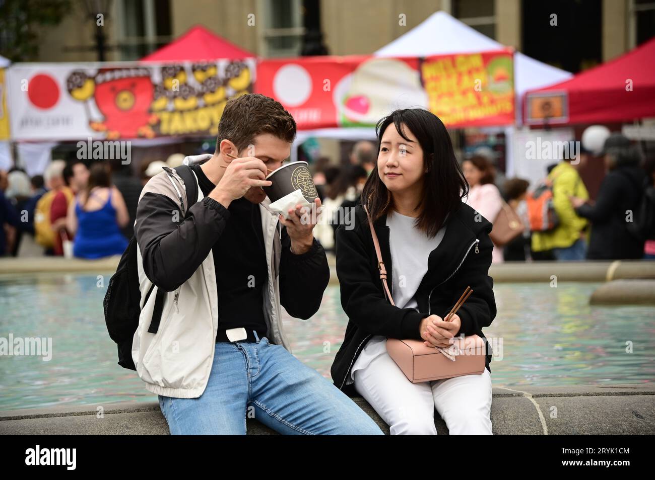 London, UK. 1st Oct, 2023. The Japan Matsuri Festival is back in Trafalgar Square, London, UK, for Japanese culture, dances, performances, foods, and drinks. Credit: See Li/Picture Capital/Alamy Live News Stock Photo