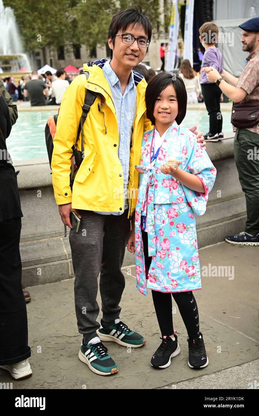 London, UK. 1st Oct, 2023. The Japan Matsuri Festival is back in Trafalgar Square, London, UK, for Japanese culture, dances, performances, foods, and drinks. Credit: See Li/Picture Capital/Alamy Live News Stock Photo