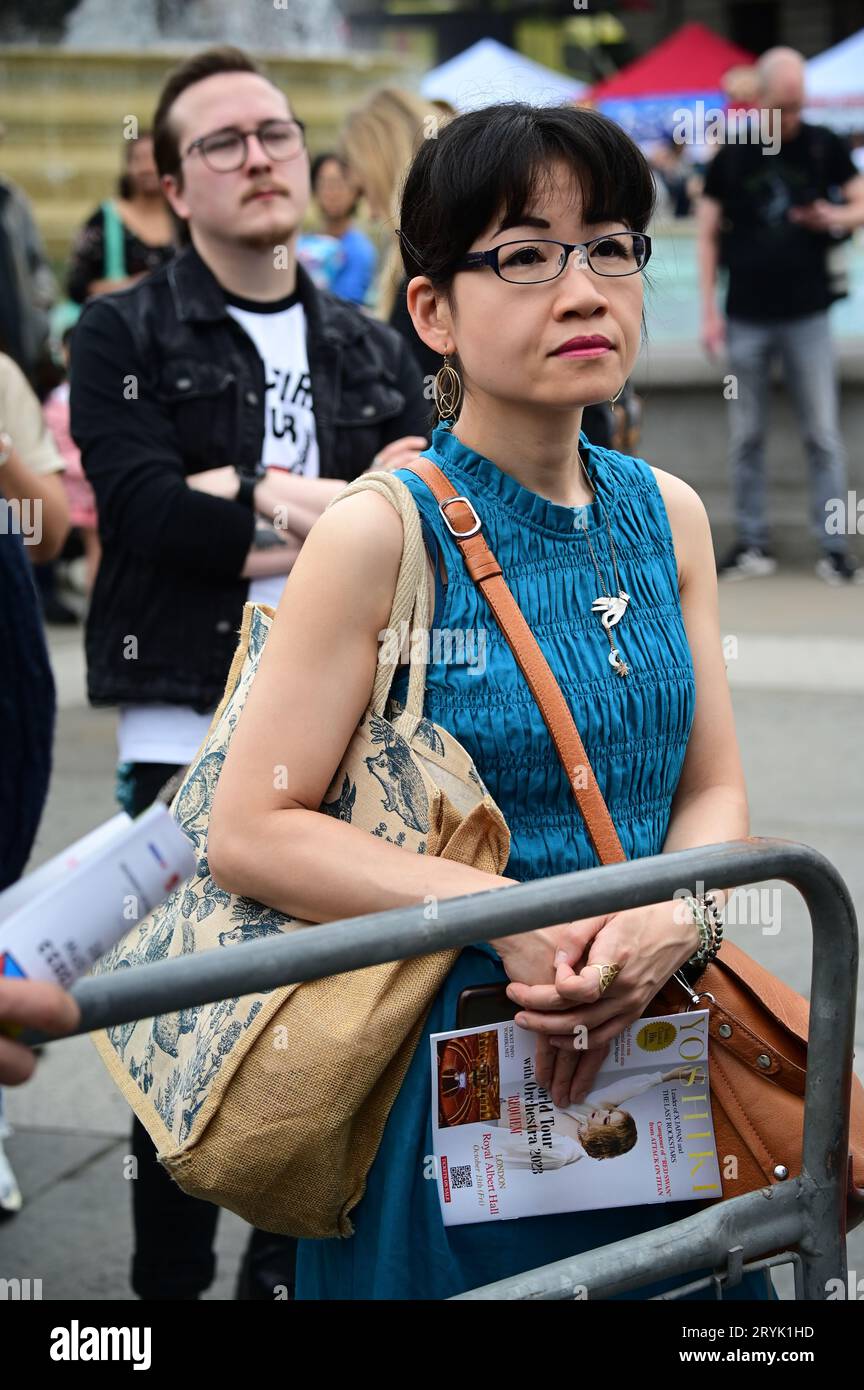 London, UK. 1st Oct, 2023. The Japan Matsuri Festival is back in Trafalgar Square, London, UK, for Japanese culture, dances, performances, foods, and drinks. Credit: See Li/Picture Capital/Alamy Live News Stock Photo