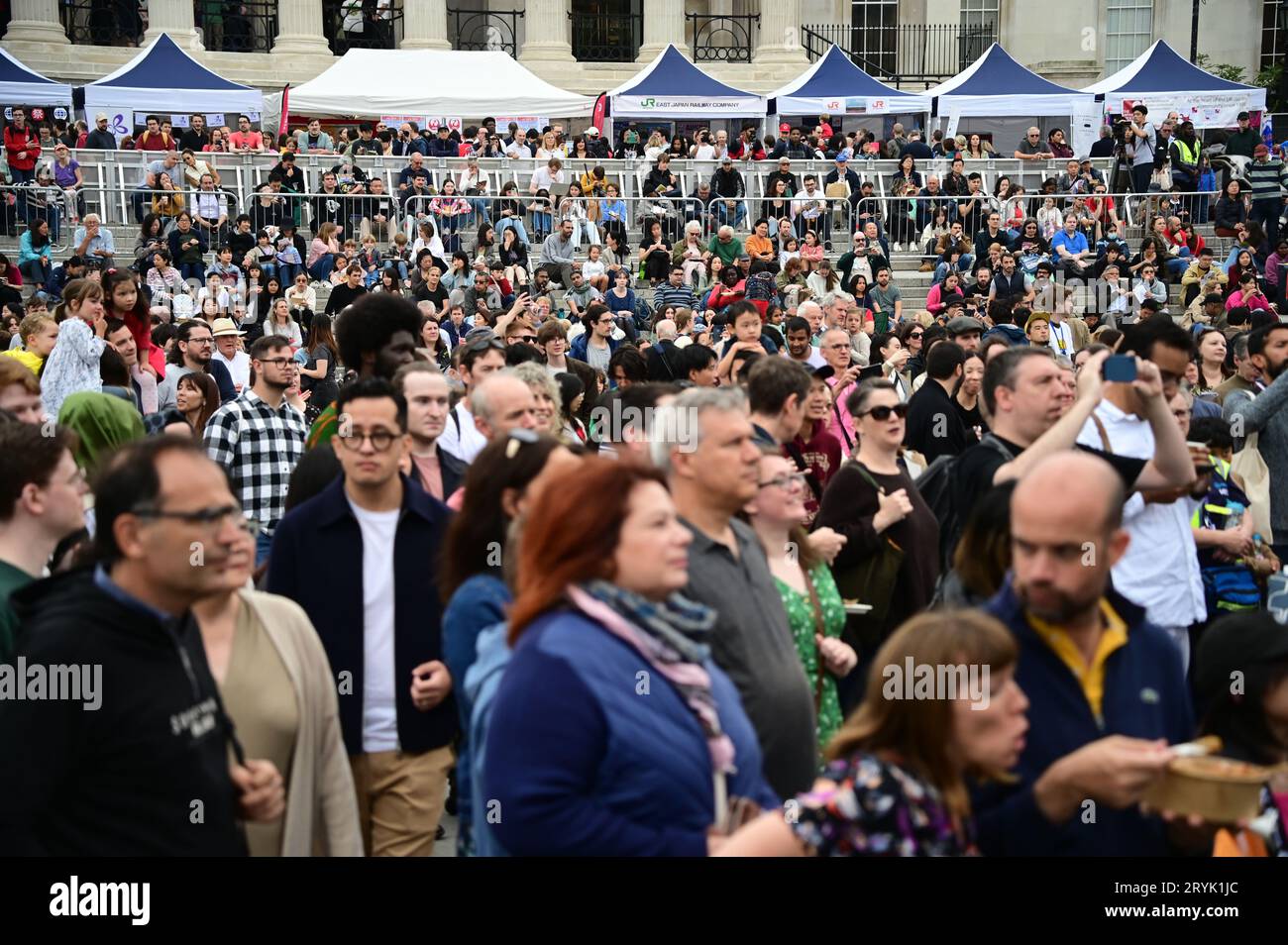 London, UK. 1st Oct, 2023. The Japan Matsuri Festival is back in Trafalgar Square, London, UK, for Japanese culture, dances, performances, foods, and drinks. Credit: See Li/Picture Capital/Alamy Live News Stock Photo