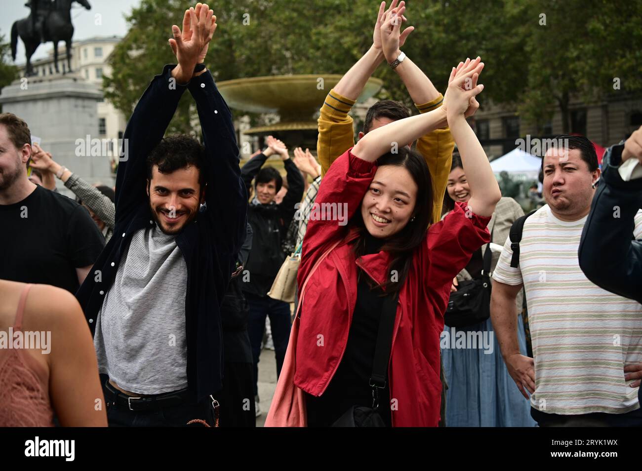 London, UK. 1st Oct, 2023. A lady using a DJI pocket filmimg at the Japan Matsuri Festival is back in Trafalgar Square, London, UK, for Japanese culture, dances, performances, foods, and drinks. Credit: See Li/Picture Capital/Alamy Live News Stock Photo