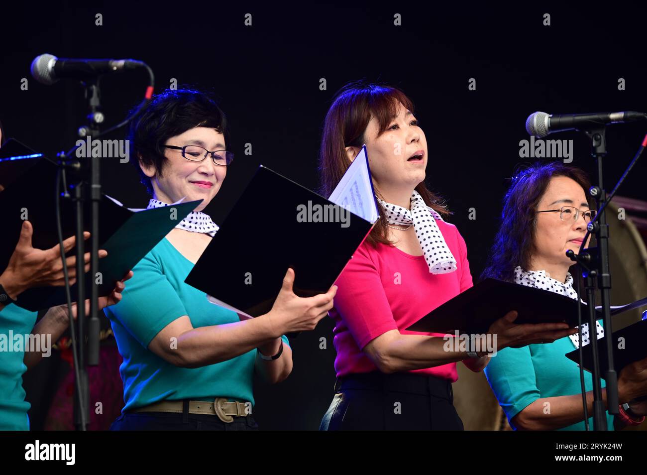 London, UK. 1st Oct, 2023. Nippon Club Women's Choir Green Chorus performs at the Japan Matsuri Festival is back in Trafalgar Square, London, UK, for Japanese culture, dances, performances, foods, and drinks. Credit: See Li/Picture Capital/Alamy Live News Stock Photo