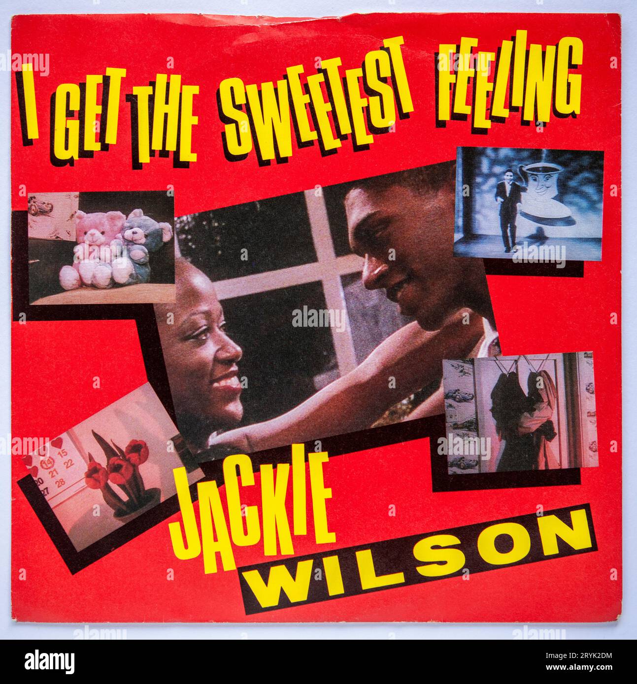 Picture cover of the seven inch single version of I Get the Sweetest Feeling by Jackie Wilson, which was reissued in 1987 Stock Photo