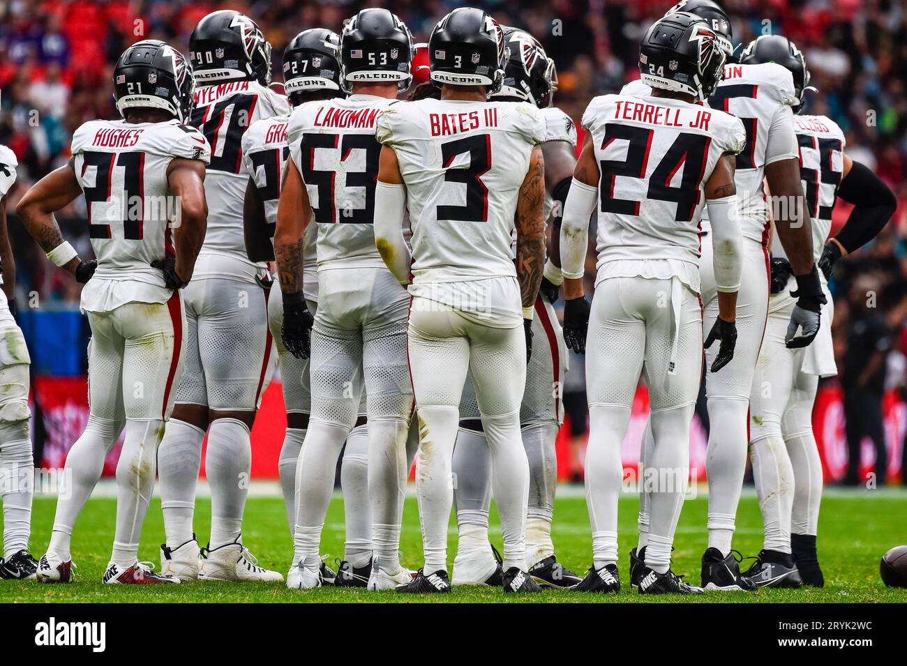 London, UK. 1 October 2023. Falcons defense during the Jacksonville