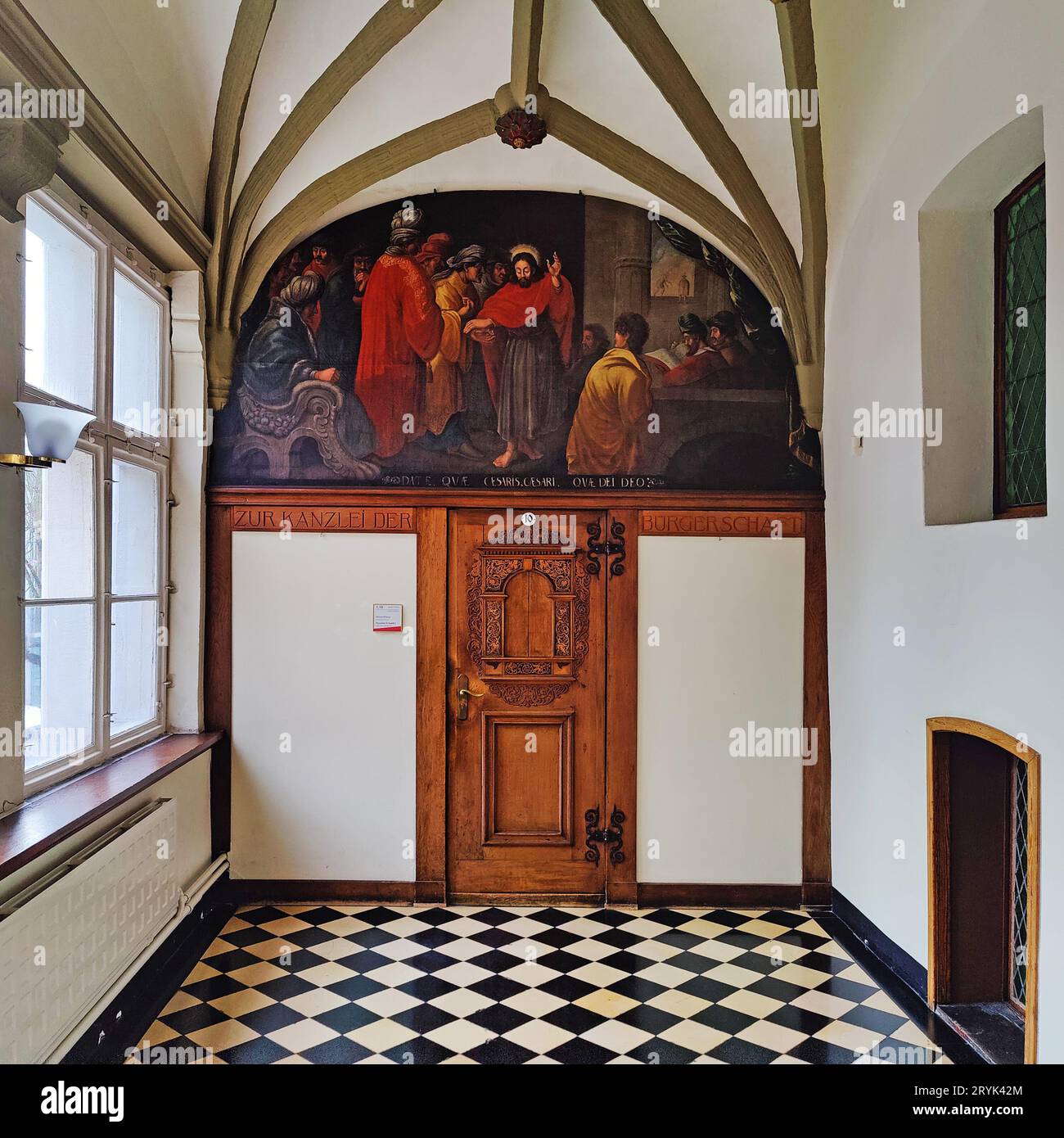 Historic Luebeck Town Hall, interior view, Luebeck, Schleswig-Holstein ...