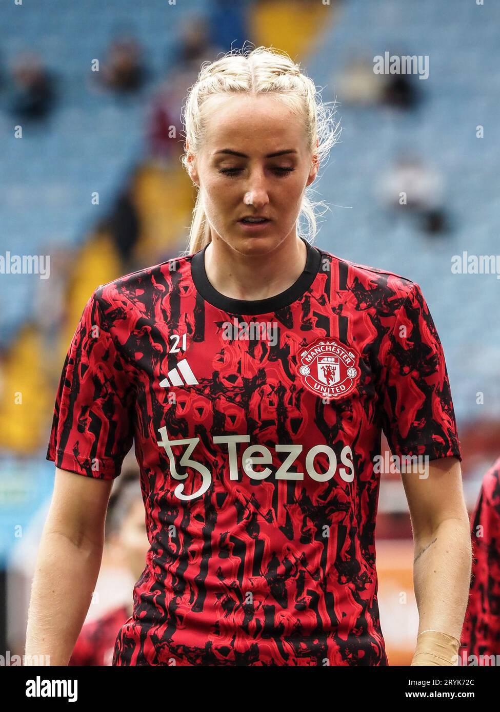 Birmingham, UK. 01st Oct, 2023. Birmingham, England, October 1st 2023: Millie Turner (21 Manchester United) warms up during the Barclays FA Womens Super League match between Aston Villa and Manchester United at Villa Park in Birmingham, England (Natalie Mincher/SPP) Credit: SPP Sport Press Photo. /Alamy Live News Stock Photo