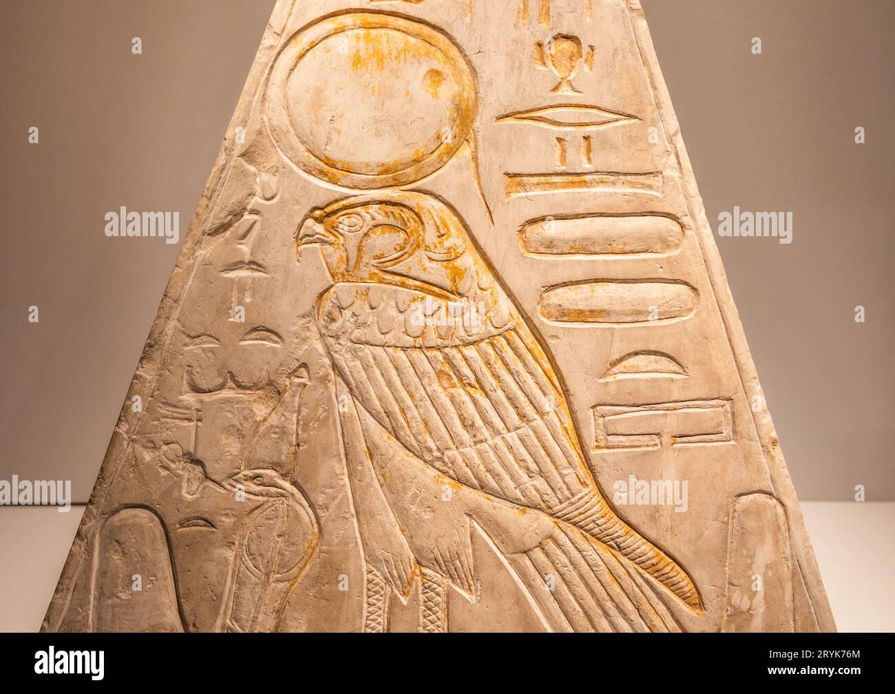 Egyptian Museum, Pyramidion with Horus falcon - 1279 BC Stock Photo