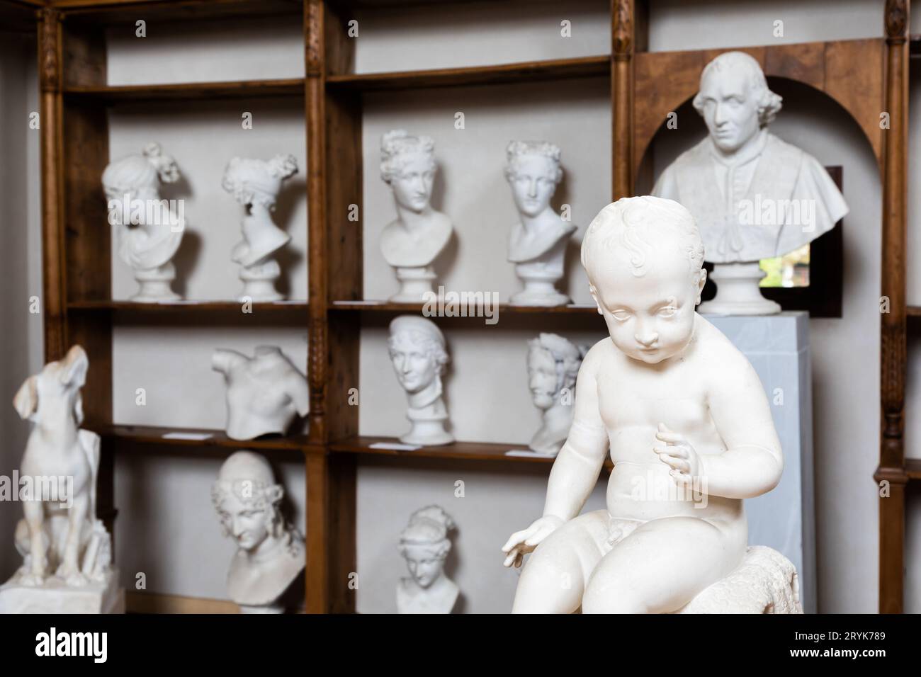 Possagno, Italy: Antonio Canova collection. Classical sculptures in white marble located in his native house. Stock Photo