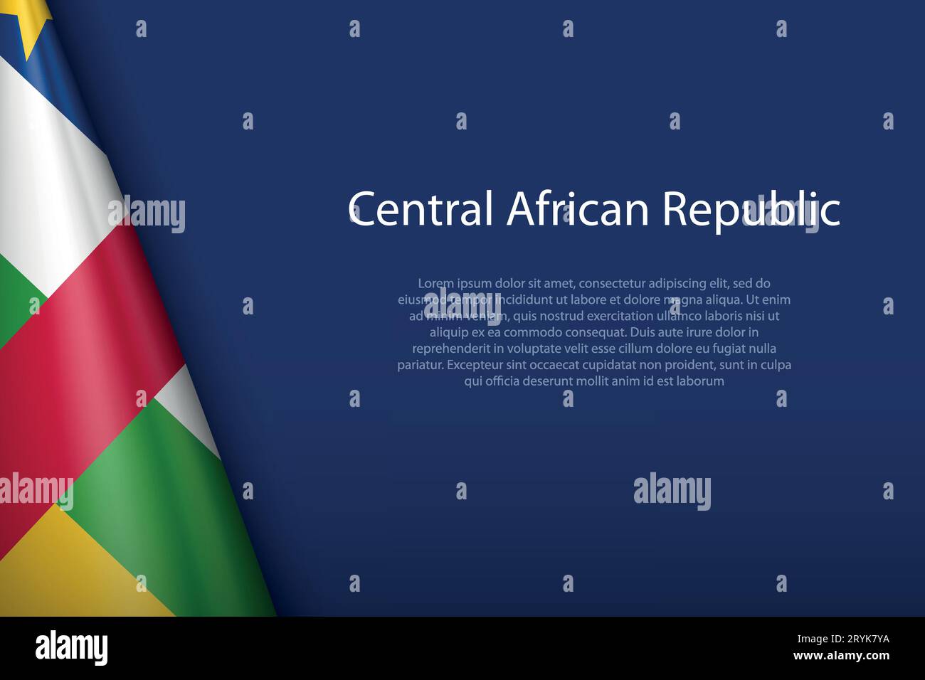 3d national flag Central African Republic isolated on background with copyspace Stock Vector