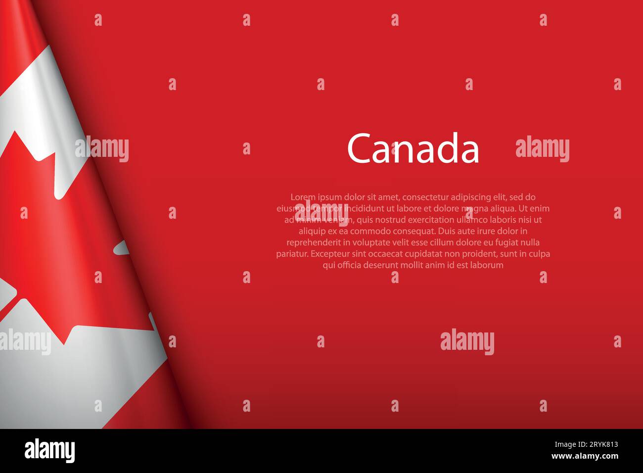 3d national flag Canada isolated on background with copyspace Stock Vector