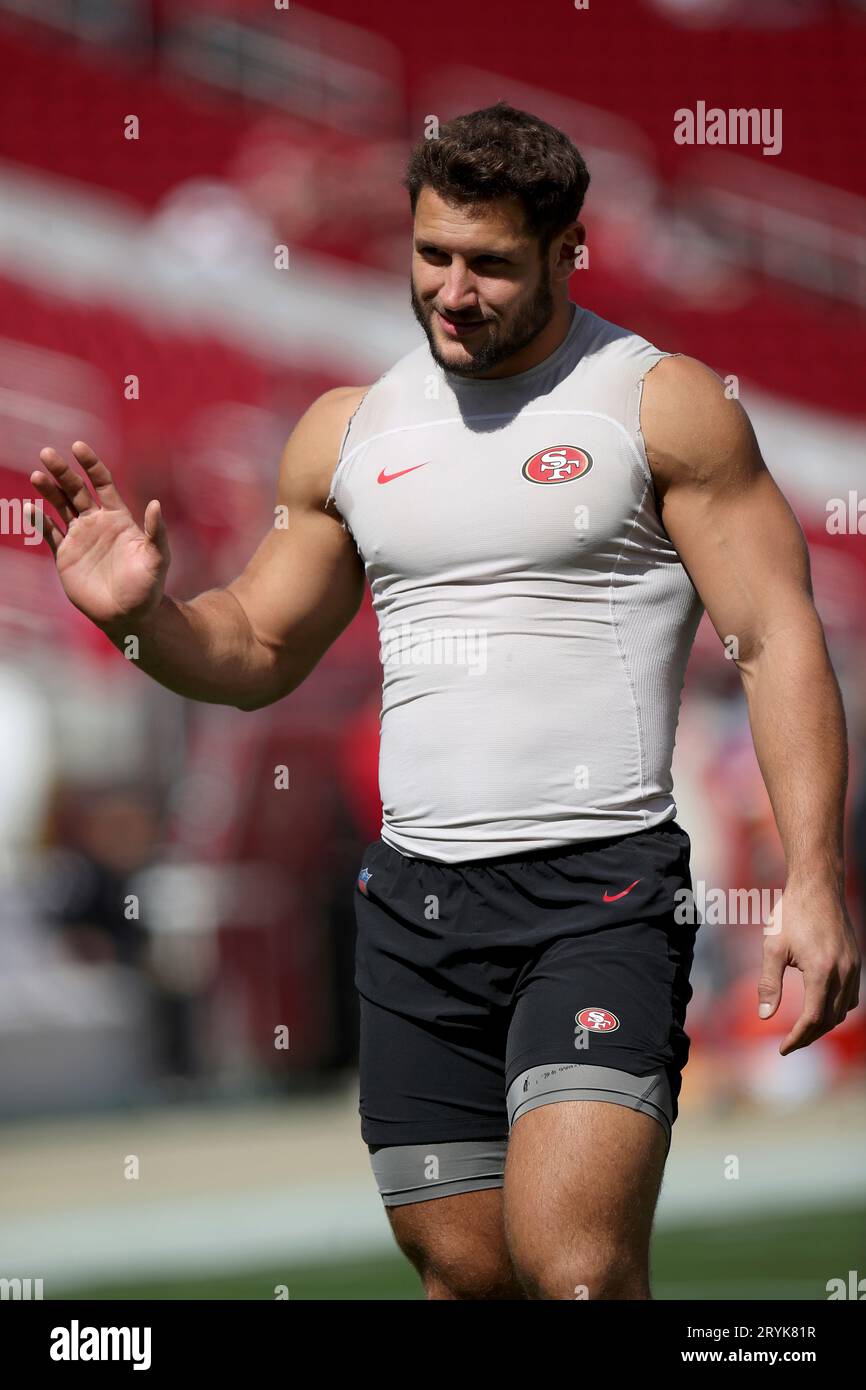 San Francisco 49ers defensive end Nick Bosa (97) during warmups before the  start of the game against the Minnesota Vikings in San Francisco, Sunday No  Stock Photo - Alamy