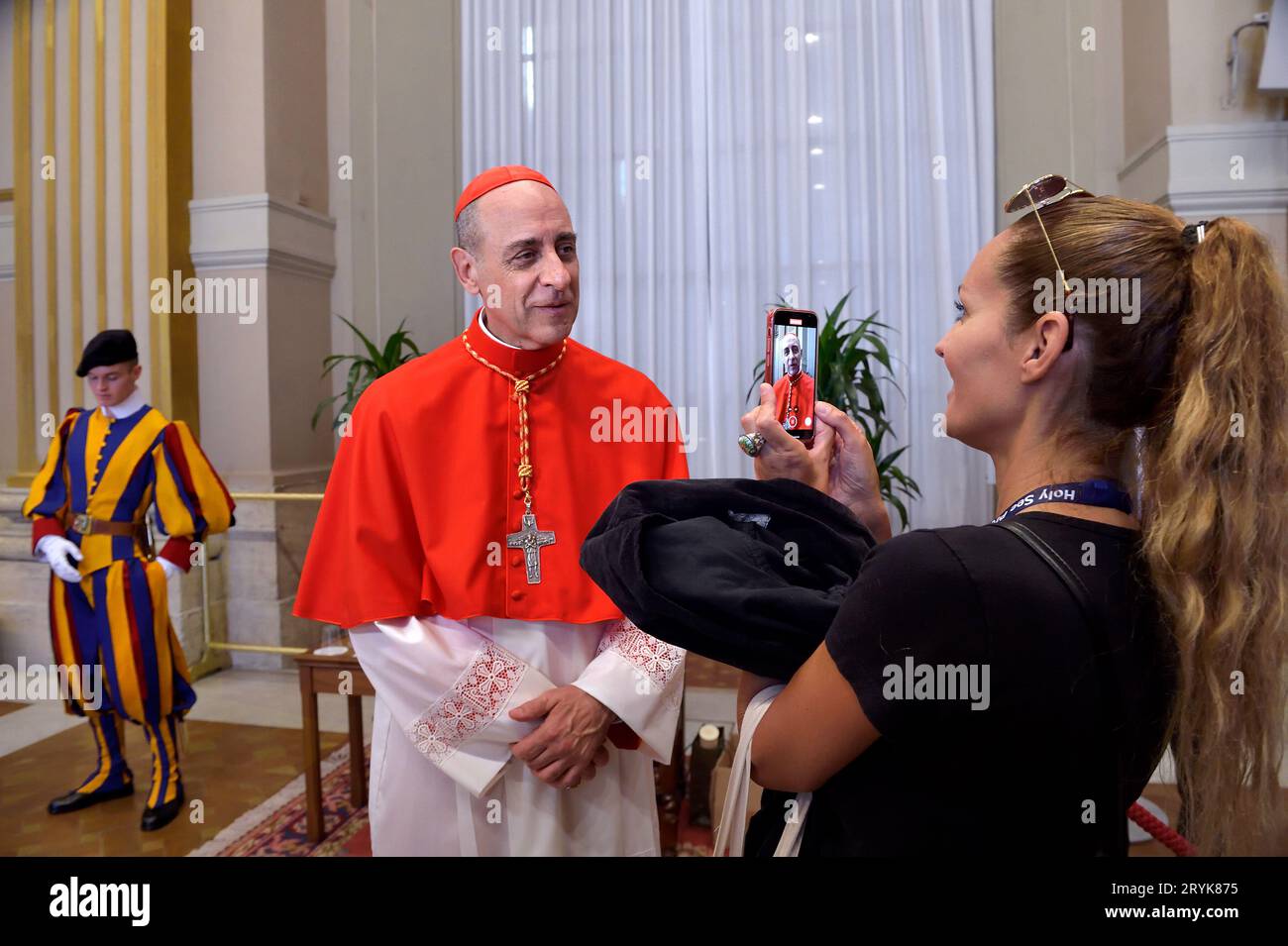 Vatican City, Vatican. 30th Sep, 2023. VATICAN CITY, VATICAN - SEPTEMBER 30: Newly appointed Cardinal Victor Manuel Fernandez poses for a portrait during the courtesy visits, following a consistory, on September 30, 2023 in Vatican City, Vatican. Pope Francis holds a consistory for the creation of 21 new cardinals, the consistory falls before the start of the Synod on Synodality, set to take place in October. Credit: dpa/Alamy Live News Stock Photo