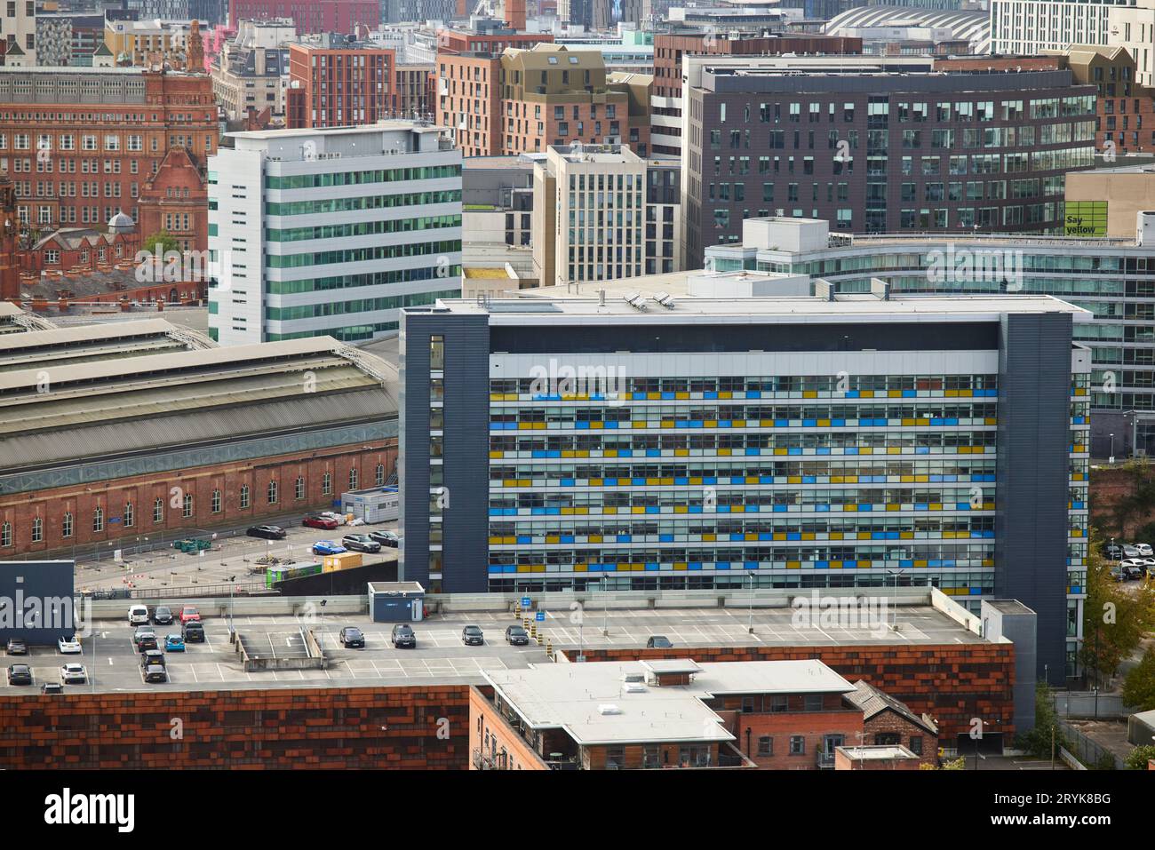 Rooftop view, looking down on Department for Education government building Manchester Stock Photo
