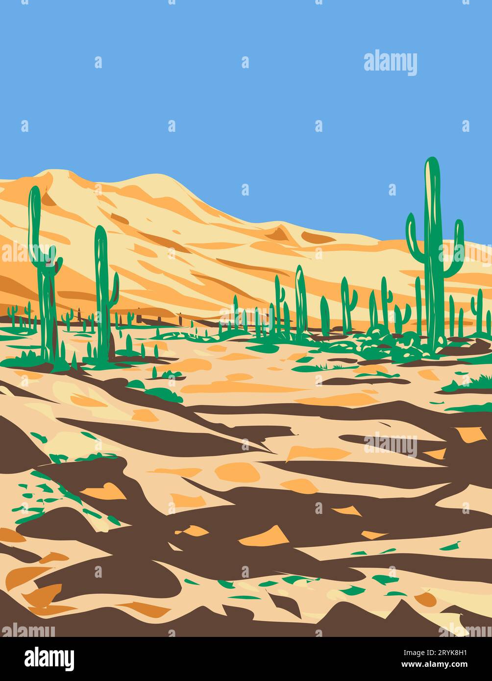 Sonoran Desert National Monument Arizona During Summer WPA Poster Art Stock Photo