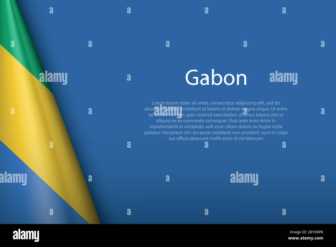 3d national flag Gabon isolated on background with copyspace Stock ...