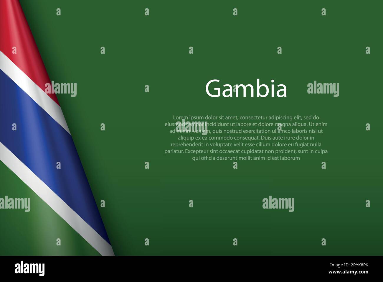3d national flag Gambia isolated on background with copyspace Stock ...