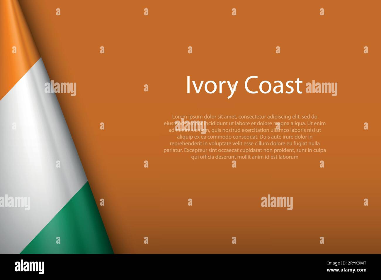 3d national flag Ivory Coast isolated on background with copyspace ...