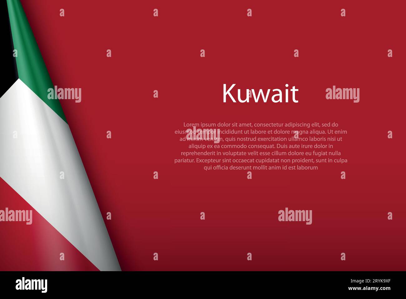 3d national flag Kuwait isolated on background with copyspace Stock ...