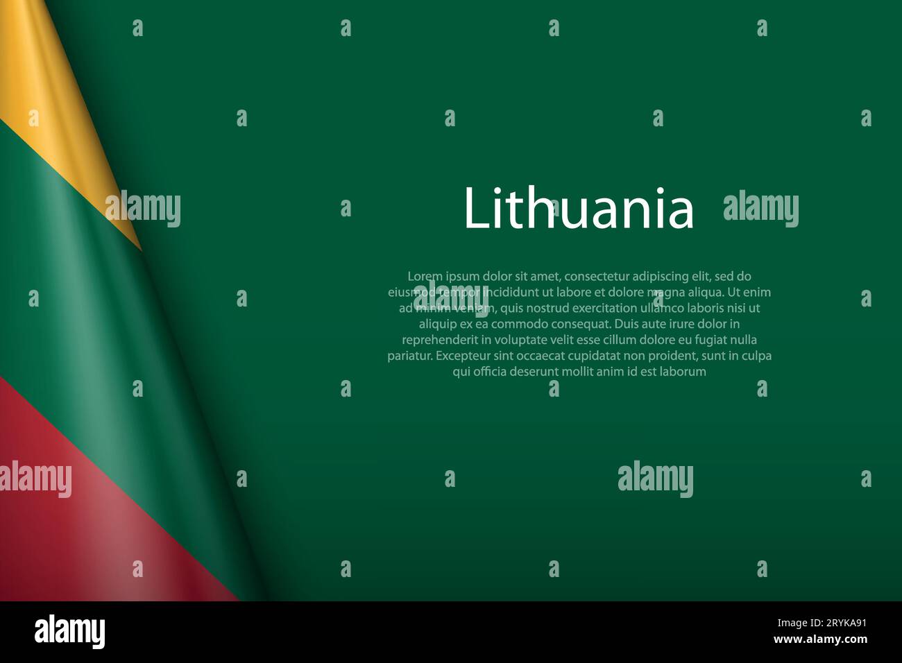3d national flag Lithuania isolated on background with copyspace Stock Vector