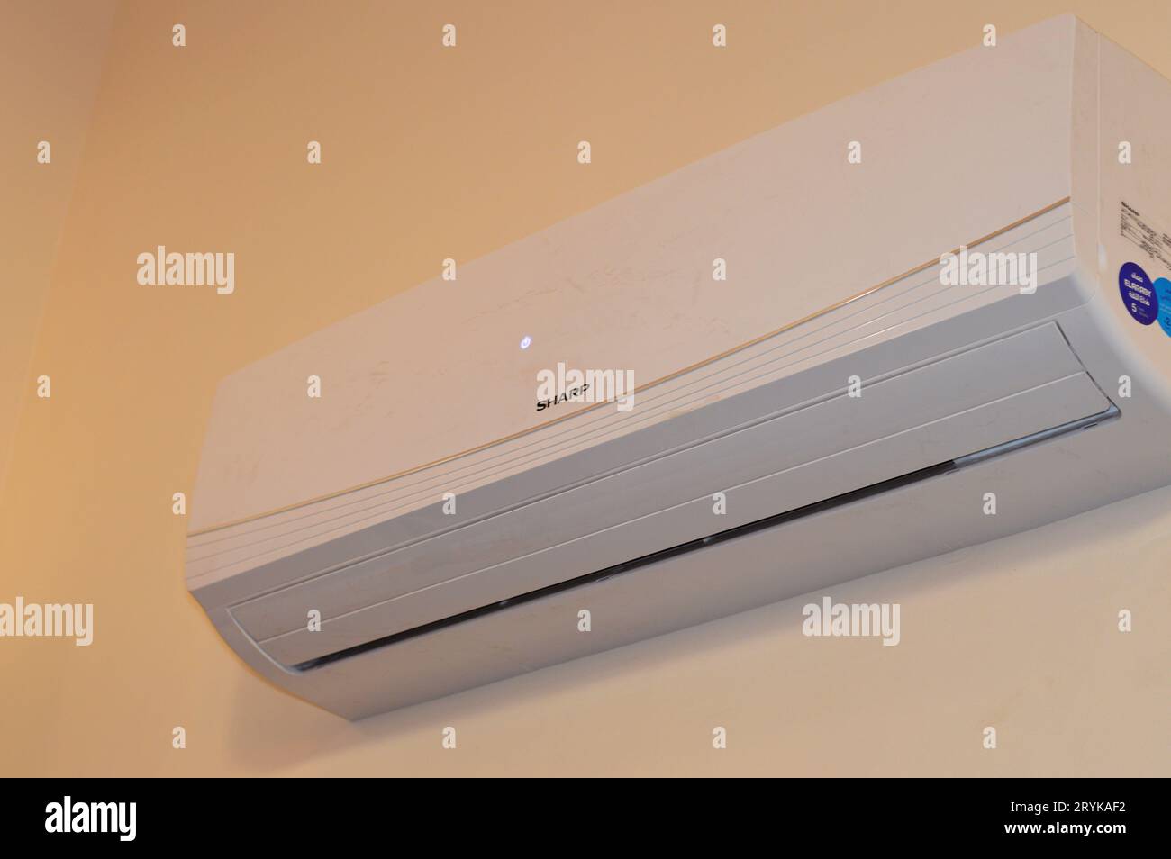 Cairo, Egypt, September 17 2023 Sharp air conditioner fan for cooling