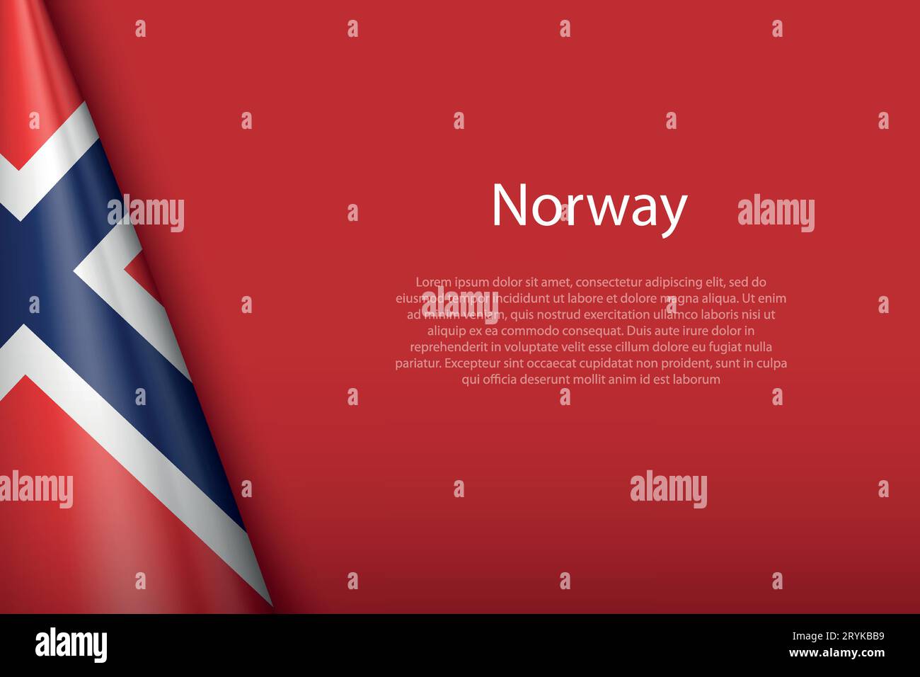 3d national flag Norway isolated on background with copyspace Stock ...
