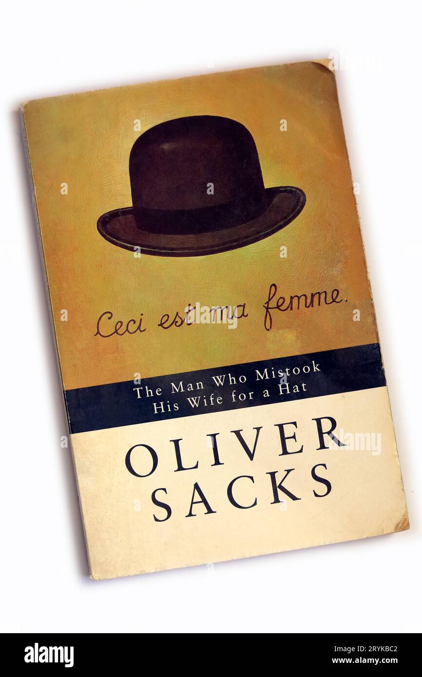 Oliver Sacks The Man Who Mistook His Wife For A Hat. Book cover, studio setup on white
