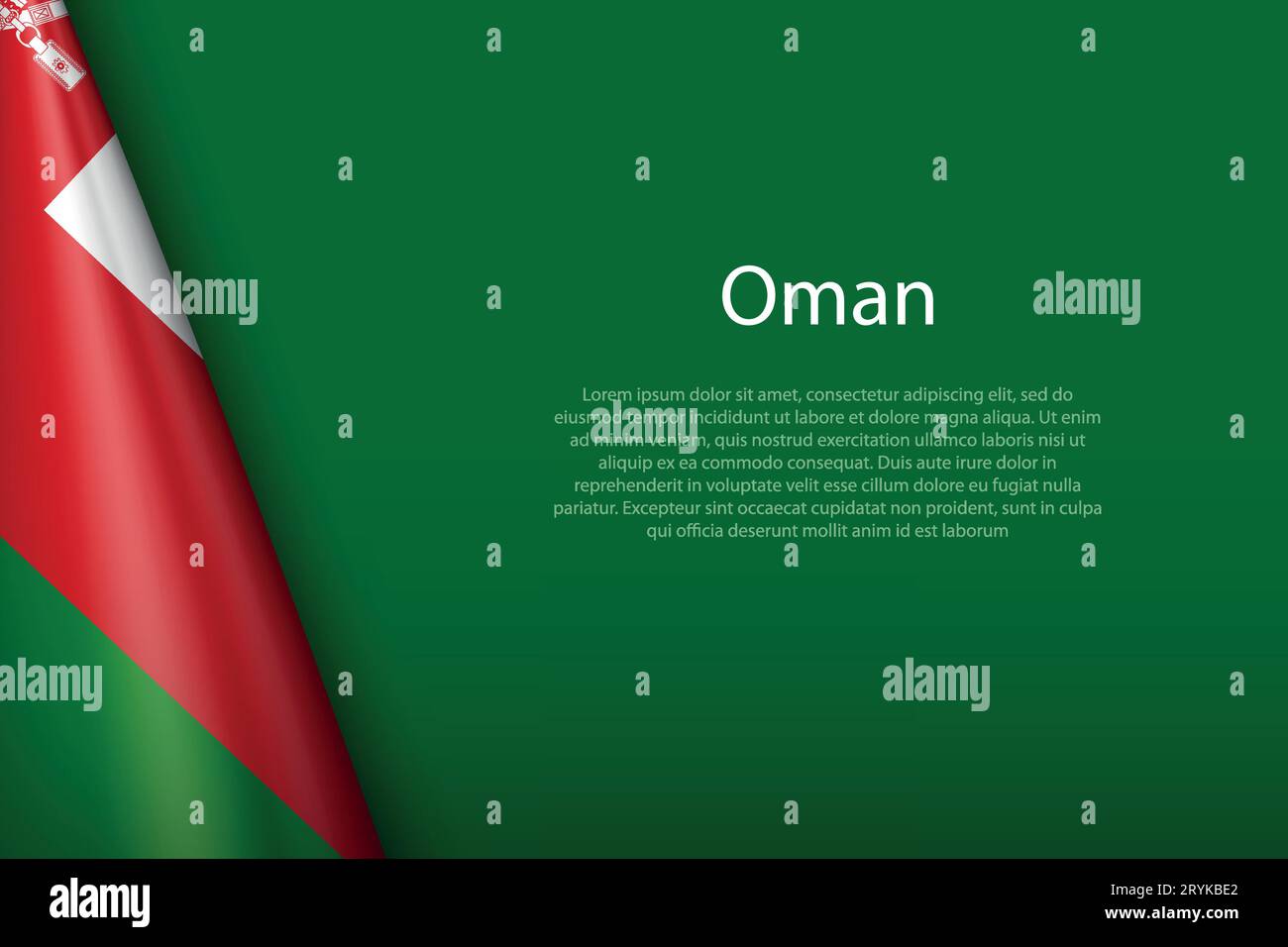 3d national flag Oman isolated on background with copyspace Stock Vector