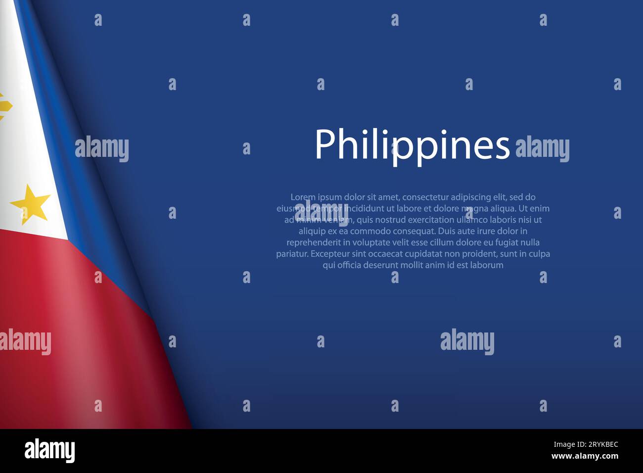3d national flag Philippines isolated on background with copyspace Stock Vector