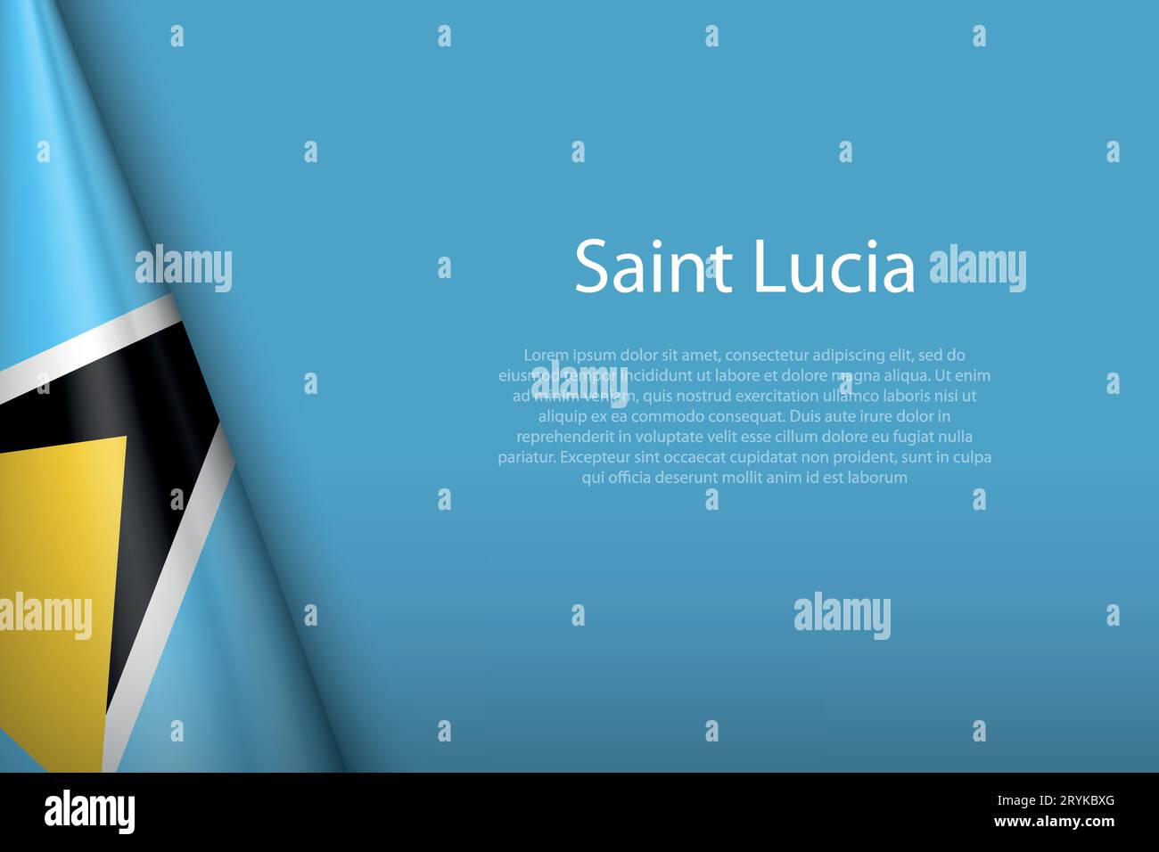 3d national flag Saint Lucia isolated on background with copyspace Stock Vector