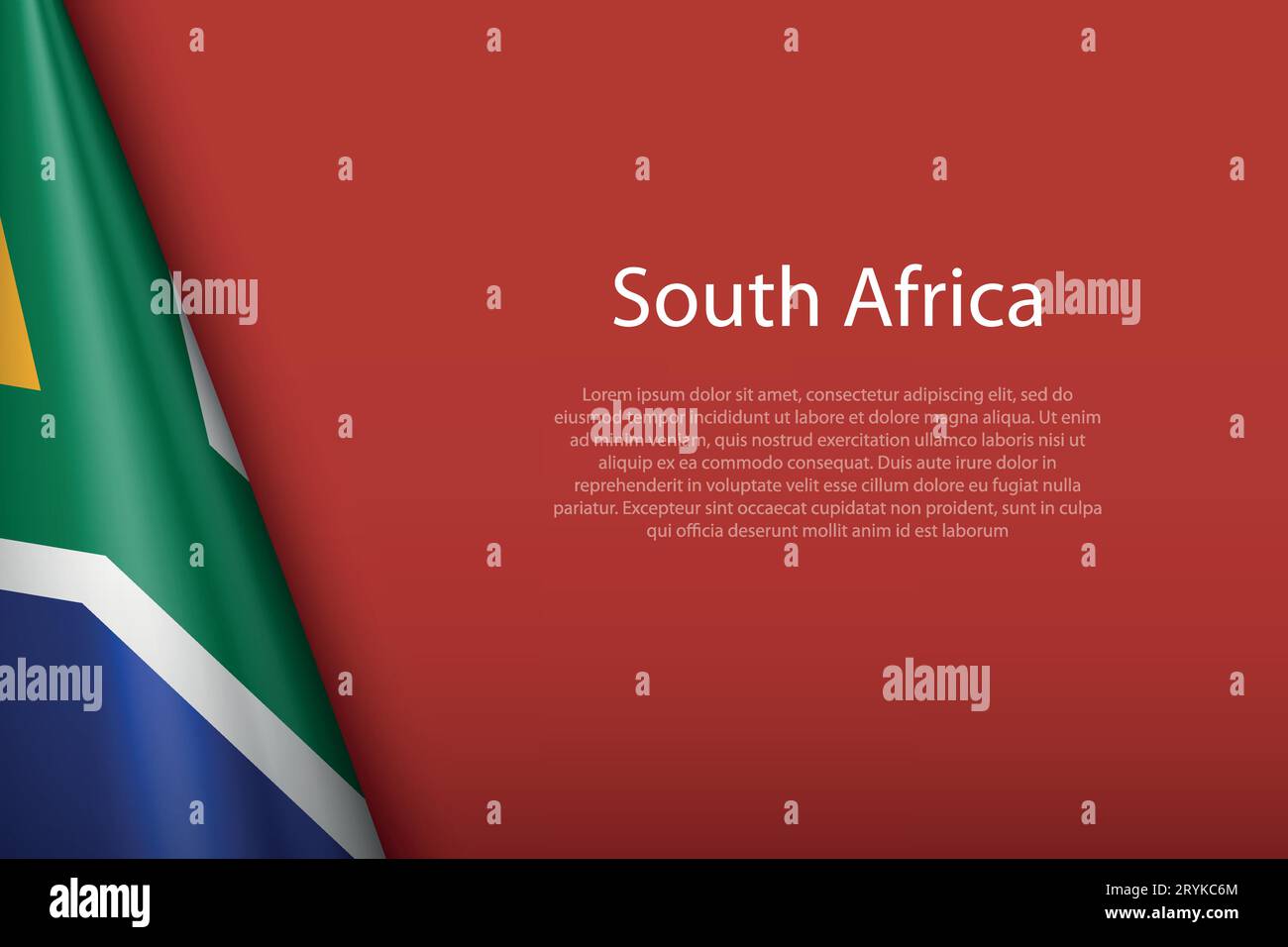 3d national flag South Africa isolated on background with copyspace Stock Vector