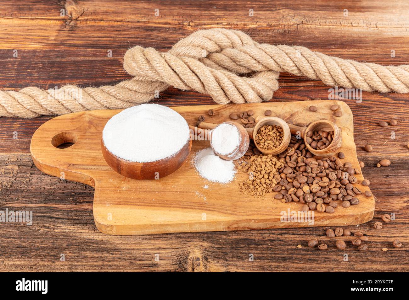 Ground coffee and granules and milk powder. Freeze Dried Coffee