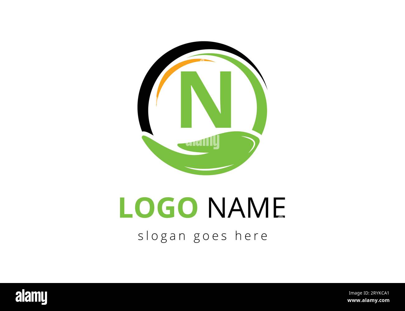 Letter N With Charity Logo Template. Stock Vector