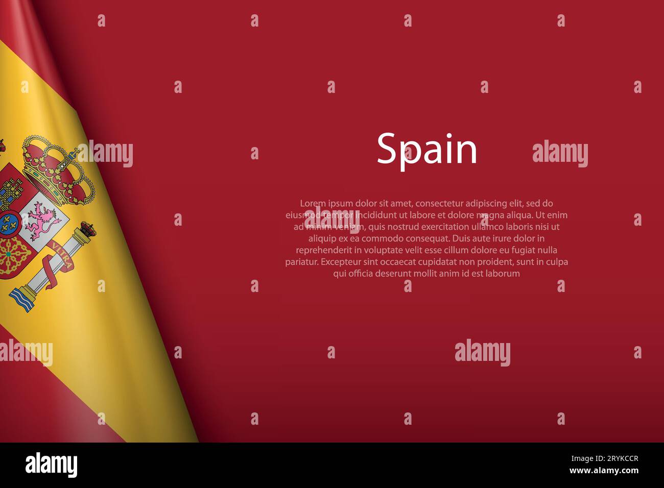 3d national flag Spain isolated on background with copyspace Stock Vector