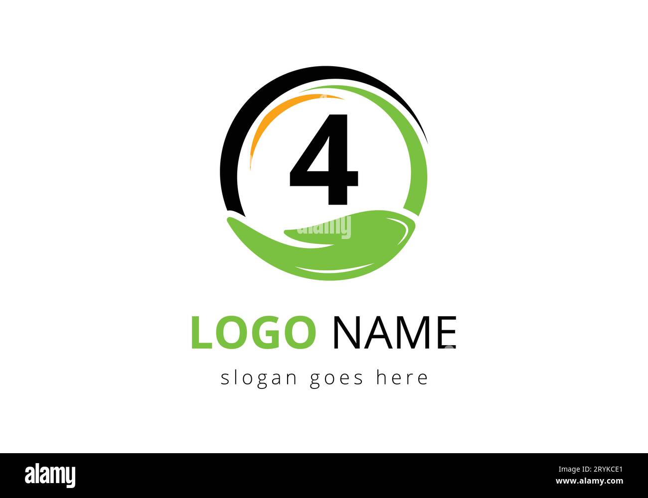 Letter 4 With Charity Logo Template. Stock Vector