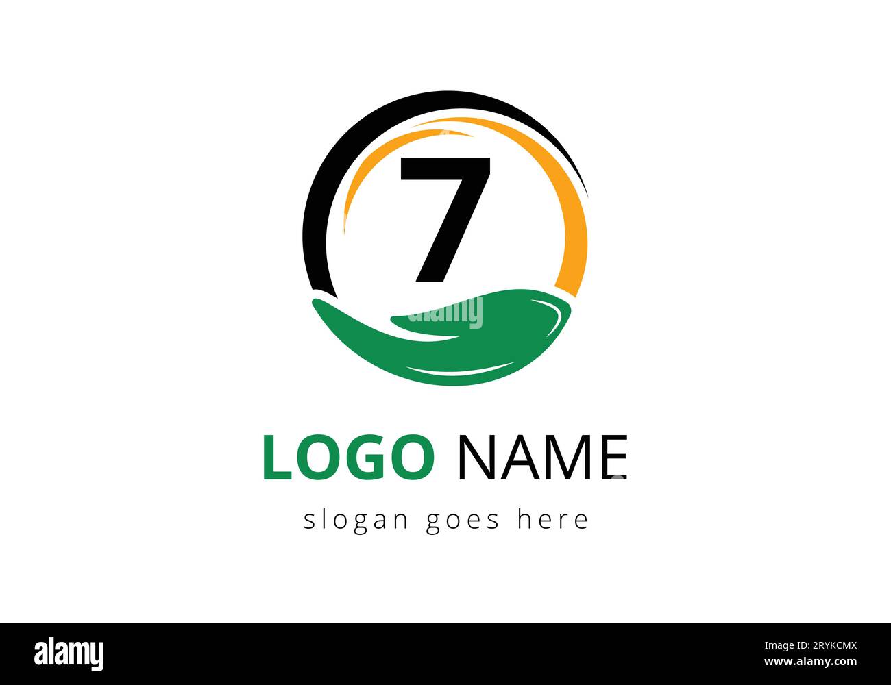 Letter 7 With Charity Logo Template. Stock Vector
